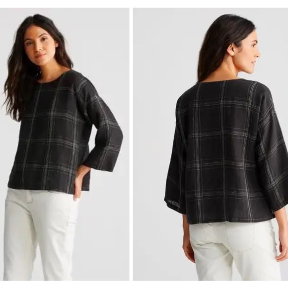 Eileen Fisher Tops - Eileen Fisher Box Organic Linen Sz‎ XS Top